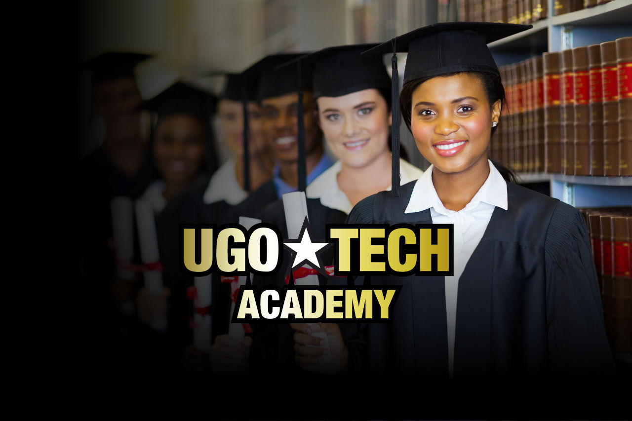 Ugo Tech illustrated with a row of graduates